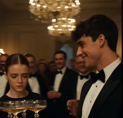 The ballroom glowed beneath enormous crystal chandeliers while champagne shimmered in crystal glasses across the marble floor.