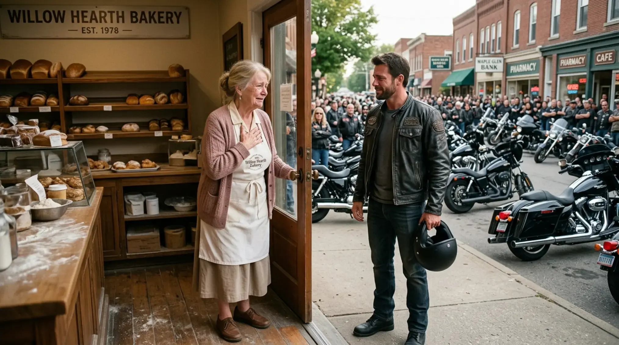 Hungry Boy She Fed Before Sunrise Vanished for 21 Years — Then 97 Bikers Returned to Her Bakery