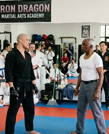 Cocky Black Belt Picked the Janitor for an Easy Win — Then the Janitor Asked, “You Promise Not to Cry?”