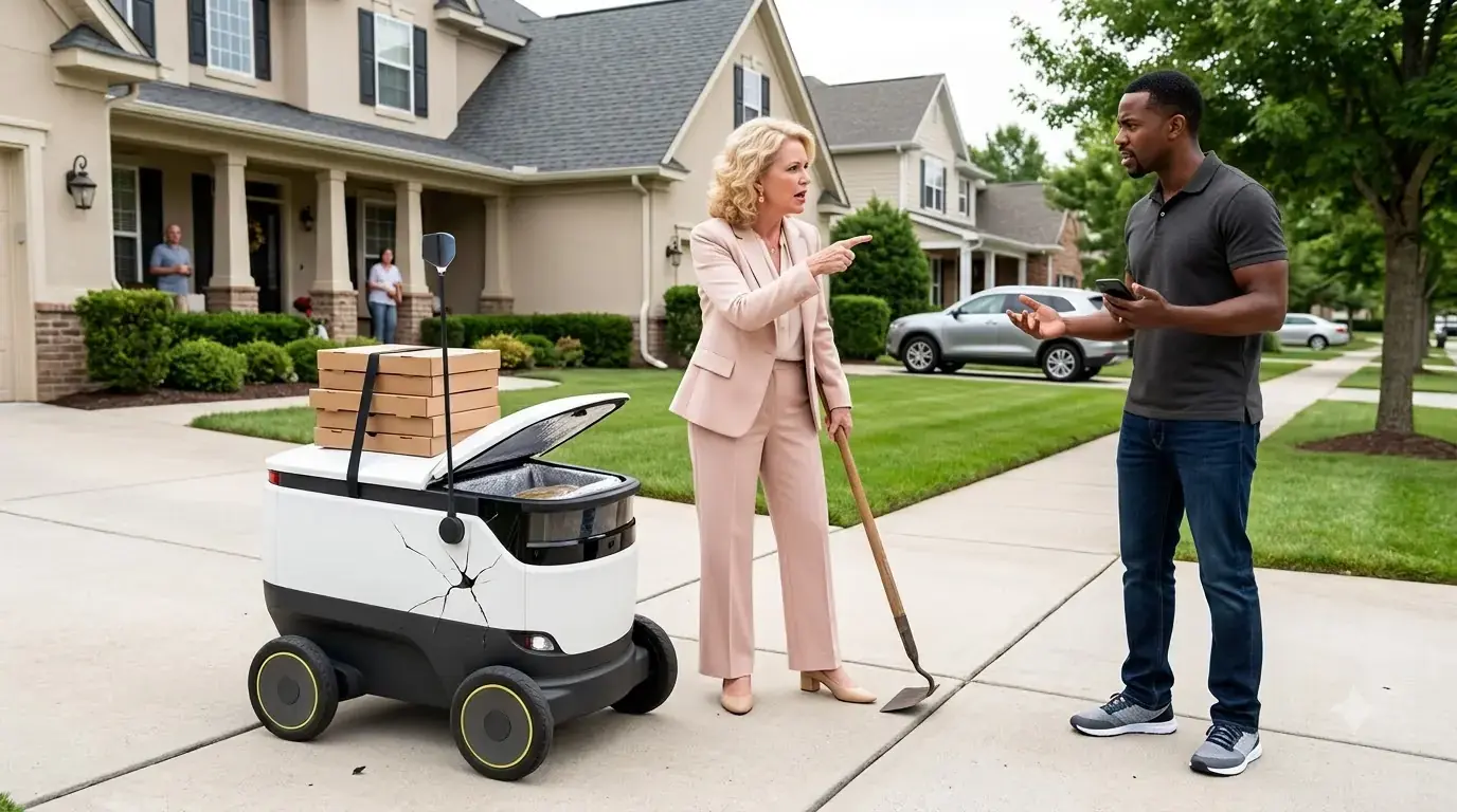 HOA Karen Destroyed a Homeowner’s Food Delivery Robot — Then She Saw What It Was Carrying