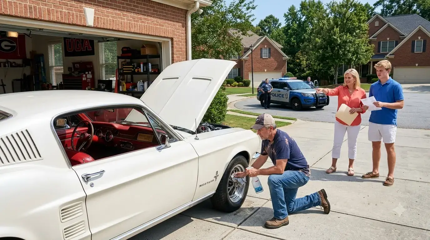The HOA Called Police to Tow a Widower’s Mustang — Then the Two Officers Saw His Face