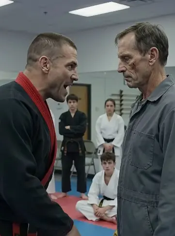 "Bow to Me," the Black Belt Demanded — The Old Janitor Quietly Shifted Into a Perfect Ready Stance