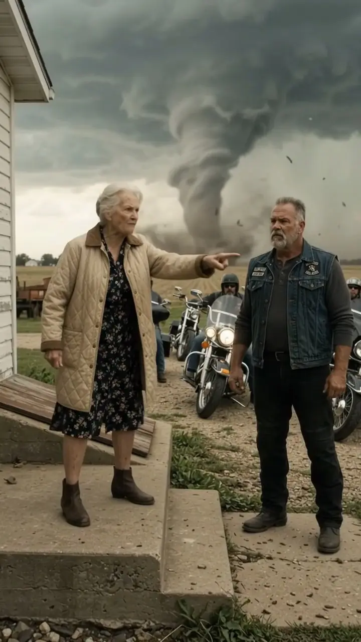 "Basement! Tornado!" She Warned 79 Bikers - Days Later, 300 Harleys Returned Basement tornado.