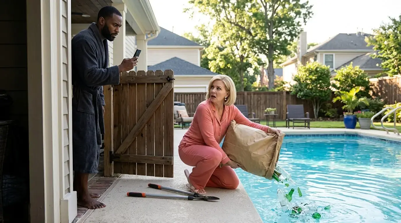 HOA President Dumped Broken Glass Into His Pool for a Week — Then the FBI Alarm Went Off While He Was Filming Her