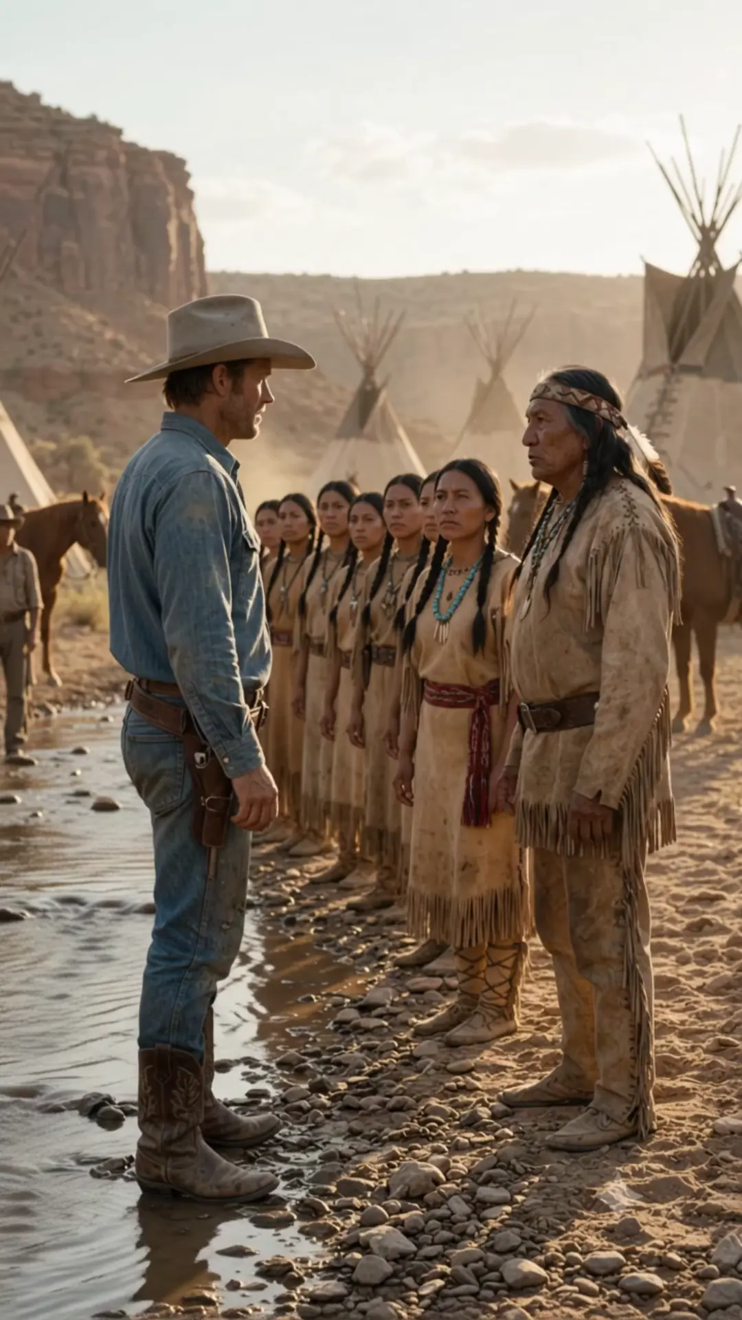 A Cowboy Dug Into Dead Ground and Saved an Apache Camp at Dawn—Twenty-Two Women Stood Before Him, and He Asked for Something No One Expected