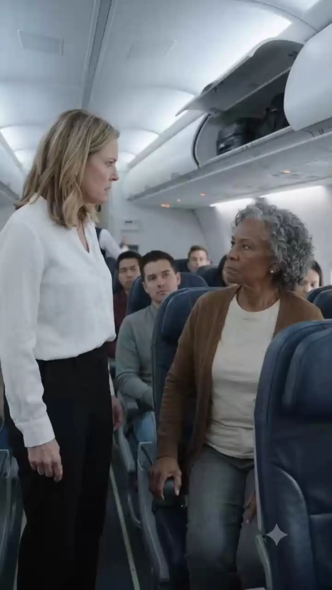 AN ANGRY PASSENGER THREW AN ELDERLY WOMAN’S BAG—BUT WHEN THE CAPTAIN STEPPED IN, THE ENTIRE PLANE FELL SILENT