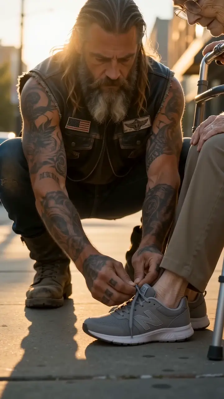 "Can You Tie My Shoes?" an 84-Year-Old Woman Asked a Hells Angel — Then He Looked Across the Street