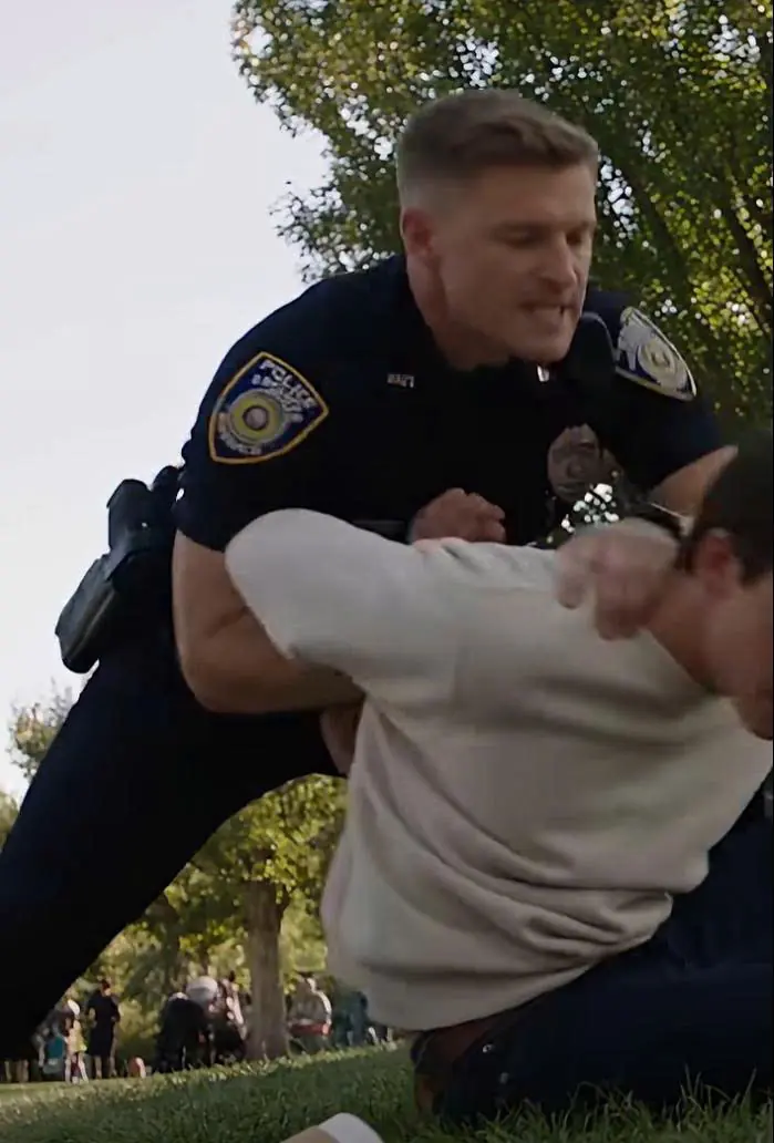 Sergeant Alan Mercer drove nineteen-year-old Jordan Ellis face-first into the grass, forcing his right arm behind his back