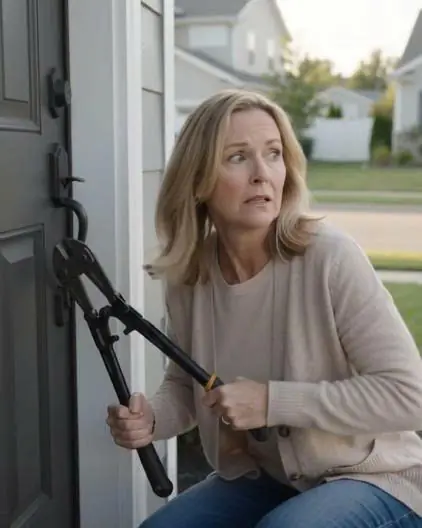 A WOMAN TOOK BOLT CUTTERS TO HIS FRONT DOOR — THEN HE CAME HOME BEFORE SHE COULD GET INSIDE