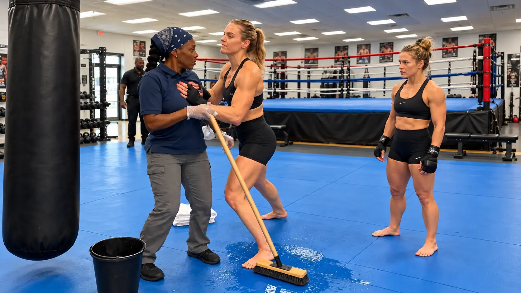 A Cocky Champion Shoved the Woman Holding the Mop — Unaware She Had Once Been an Undefeated Champion